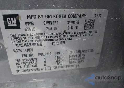 2020 Buick Encore Fwd Preferred z USA, uszkodzony, nr VIN KL4CJASB8LB043812